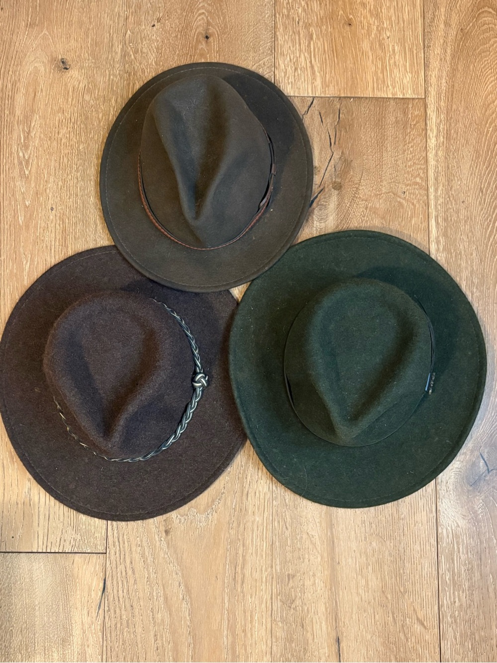 Pendleton Men's Felt Fedora Hats in Brown, Dark Brown, and Green